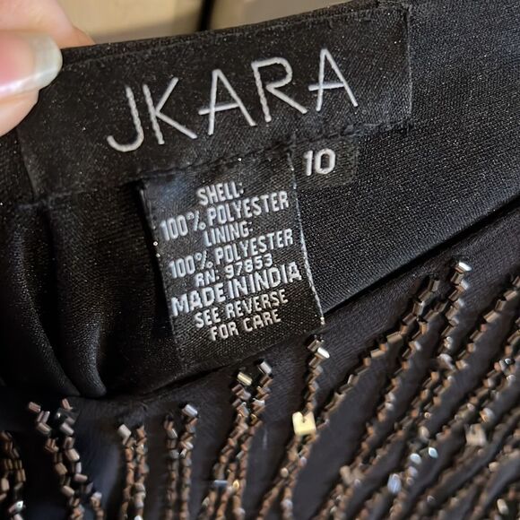 J Kara Women's Hanky Hem Short Beaded Wedding Guest Mother Fall Formal Dress 10 - Picture 4 of 4